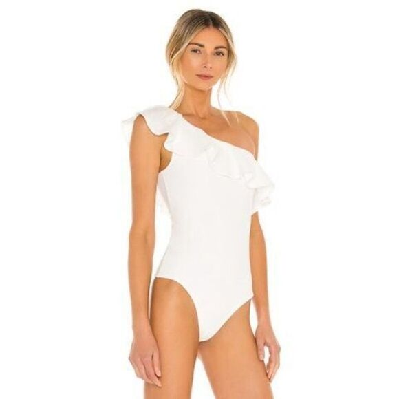 Show Me Your MUMU Ophelia Ruffle Bodysuit in Bone Stretch NEW NWT - Picture 3 of 7